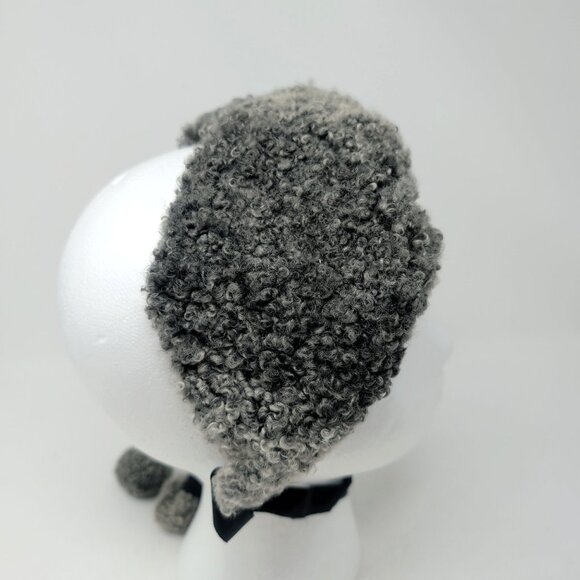 Vintage Lamb Sheep Fur Headpiece Gray Ties Poms main image 5